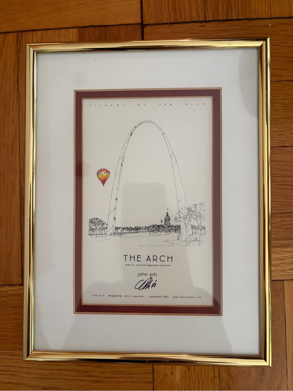 St. Louis The Arch' Wall Art Print. John Pils. Gold Frame